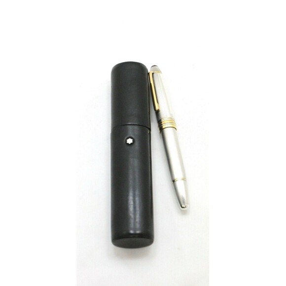 MONTBLANC SOLITAIRE FOUNTAIN PEN 144S STERLING SILVER BARLEY AND GOLD PLATED - Picture 10 of 11